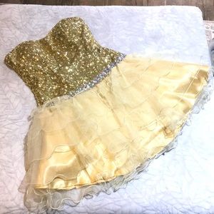 Womens Gold Graduation Dress